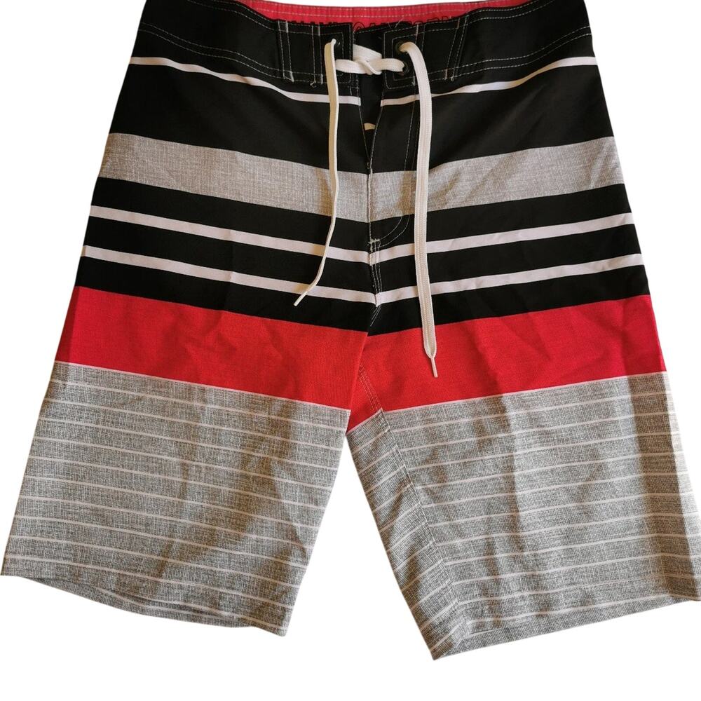 Old Navy Mens Summer Swim Shorts size 28, Red Gray Multi Color